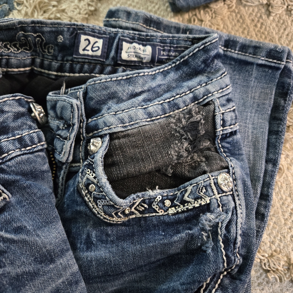Miss Me Distressed Blue Straight Leg Jeans